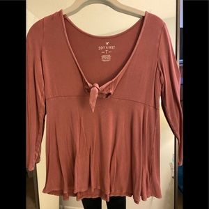 American Eagle Soft & Sexy Tie Front Top in XS